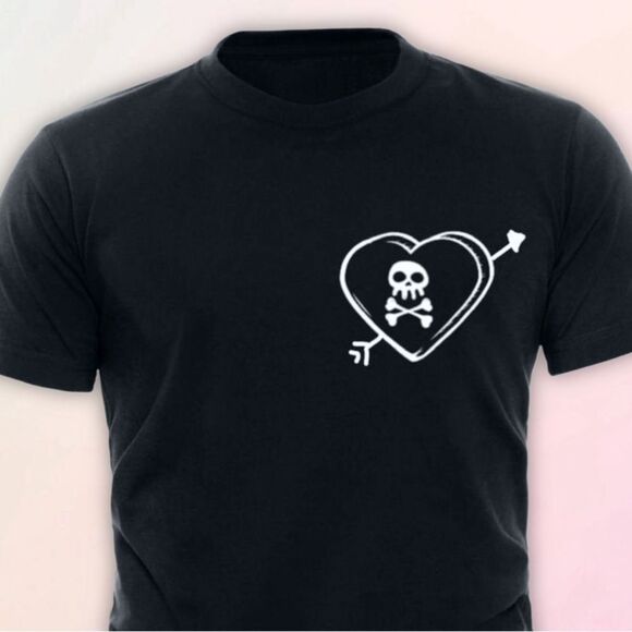 Anti-Valentine’s Day, Skull Heart Tee, Unisex, Sizes 2T-5T - Picture 2 of 5